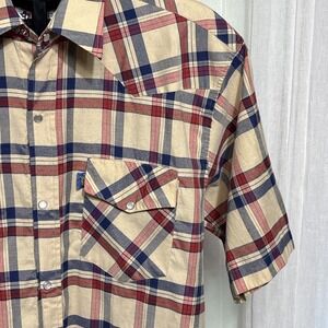 Vtg Texas Ware Western Shirt Mens Med Plaid Pearl‎ Snap Cowboy Landman SS